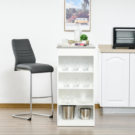 Bar Table with 4-Tier Storage Shelf for Kitchen & Dining - Grey
