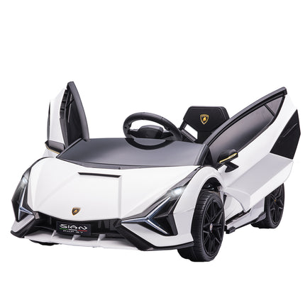 Compatible 12V Kids Electric Ride On Lamborghini SIAN Car with Remote Control, Lights & MP3 Player for Ages 3-5 - White