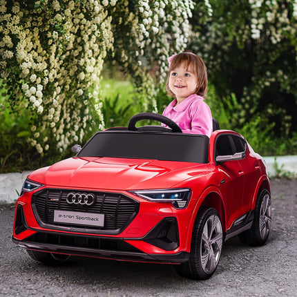 Audi E-tron Licensed 12V Kids Electric Ride-On Car with Remote, Music & Suspension Wheels - Red
