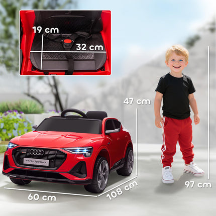 Audi E-tron Licensed 12V Kids Electric Ride-On Car with Remote, Music & Suspension Wheels - Red
