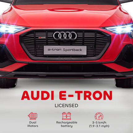 Audi E-tron Licensed 12V Kids Electric Ride-On Car with Remote, Music & Suspension Wheels - Red