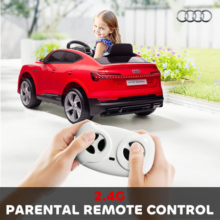 Audi E-tron Licensed 12V Kids Electric Ride-On Car with Remote, Music & Suspension Wheels - Red