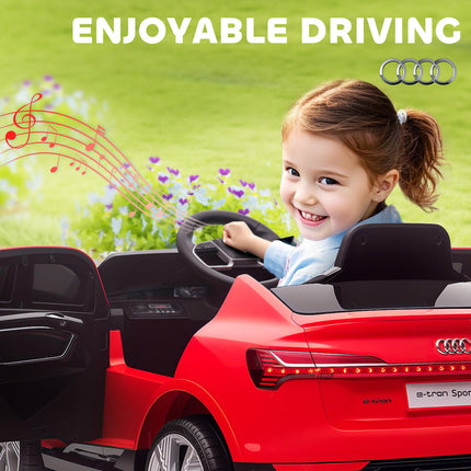 Audi E-tron Licensed 12V Kids Electric Ride-On Car with Remote, Music & Suspension Wheels - Red
