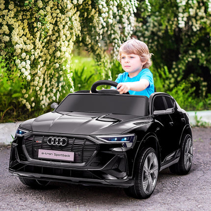 12V Audi E-tron Licensed Ride On Car with Remote Control, Lights, Music, Horn - Black