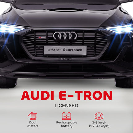 12V Audi E-tron Licensed Ride On Car with Remote Control, Lights, Music, Horn - Black