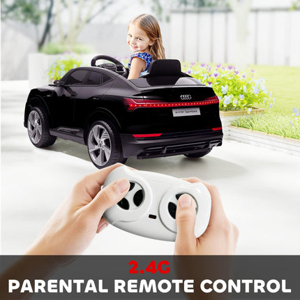 12V Audi E-tron Licensed Ride On Car with Remote Control, Lights, Music, Horn - Black