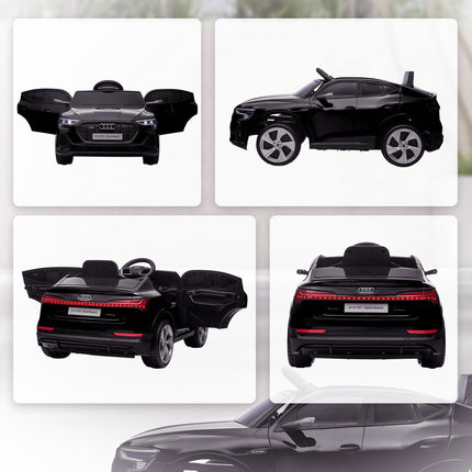 12V Audi E-tron Licensed Ride On Car with Remote Control, Lights, Music, Horn - Black