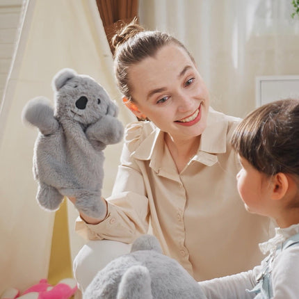 Kids Plush Ride-On Koala Rocking Horse with Sounds and Gloved Doll for 18-36 Months - Grey