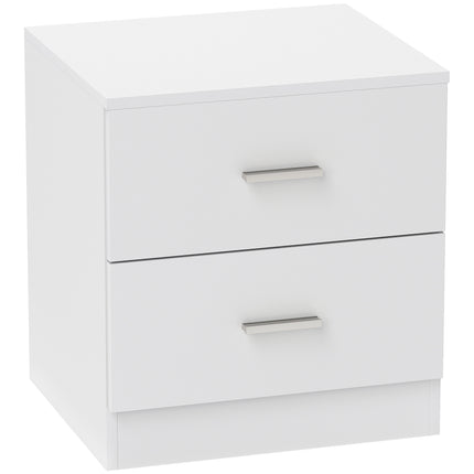 Modern Bedside Table with 2 Drawers for Bedroom & Living Room - White