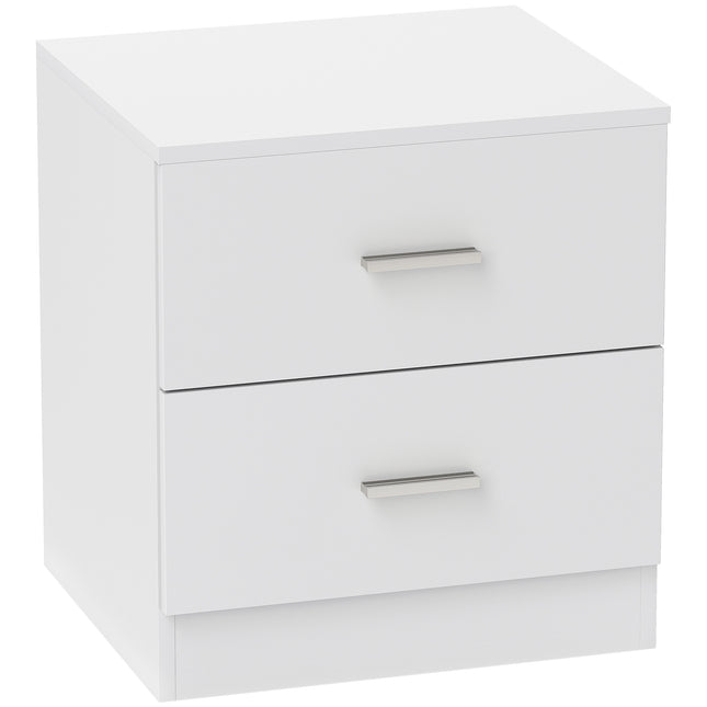 Modern Bedside Table with 2 Drawers for Bedroom & Living Room - White