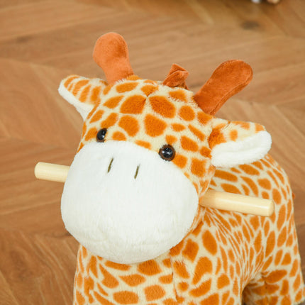 2-IN-1 Kids Plush Ride-On Rocking and Gliding Giraffe Toy with Sounds for 36-72 Months - Yellow