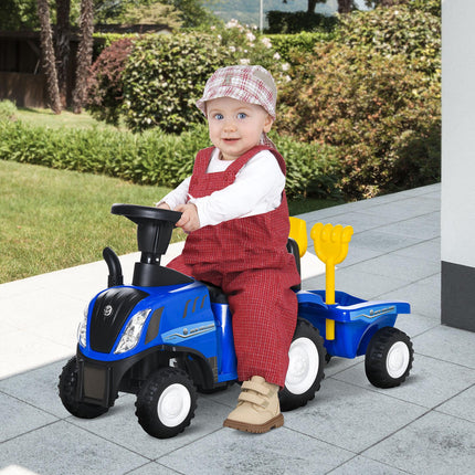 Compatible Baby Toddler Foot-to-Floor Sliding Car NEW HOLLAND Licensed with Horn, Storage & Steering Wheel for 12-36 Months - Blue
