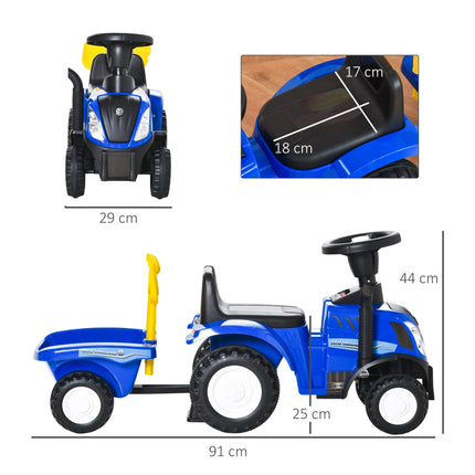 Compatible Baby Toddler Foot-to-Floor Sliding Car NEW HOLLAND Licensed with Horn, Storage & Steering Wheel for 12-36 Months - Blue