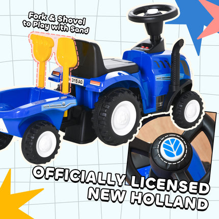 Compatible Baby Toddler Foot-to-Floor Sliding Car NEW HOLLAND Licensed with Horn, Storage & Steering Wheel for 12-36 Months - Blue