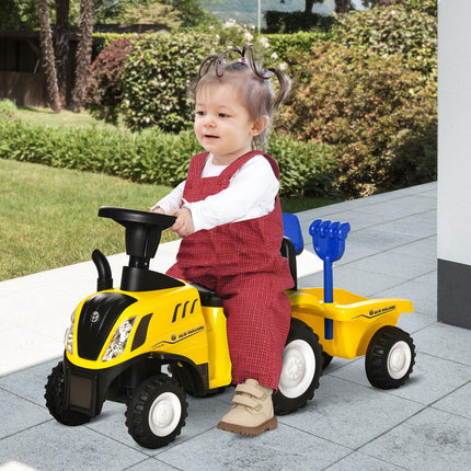 Compatible Baby Toddler Foot to Floor Sliding Car NEW HOLLAND Licensed with Horn, Storage & Big Steering Wheel for 12-36 Months - Yellow
