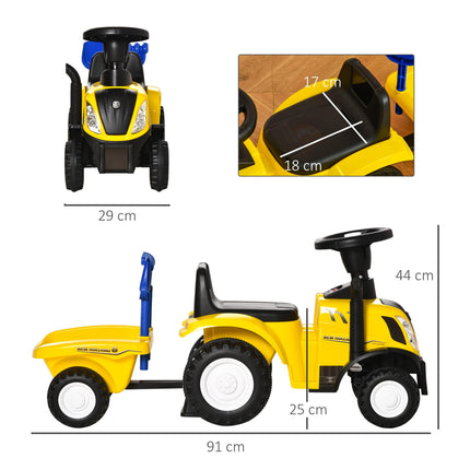 Compatible Baby Toddler Foot to Floor Sliding Car NEW HOLLAND Licensed with Horn, Storage & Big Steering Wheel for 12-36 Months - Yellow