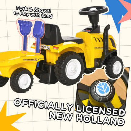 Compatible Baby Toddler Foot to Floor Sliding Car NEW HOLLAND Licensed with Horn, Storage & Big Steering Wheel for 12-36 Months - Yellow