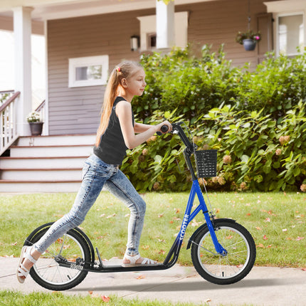 Kids Scooter, Kick Stunt Scooter with Adjustable Handlebar, Dual Brakes, Basket,