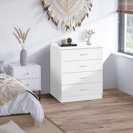 Vertical Storage Cabinet 4-Drawer Chest with Metal Rails and Anti-Tip Straps - White