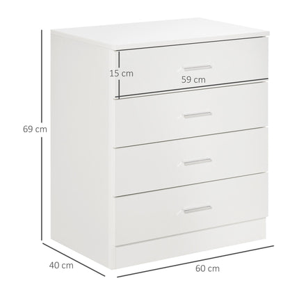 Vertical Storage Cabinet 4-Drawer Chest with Metal Rails and Anti-Tip Straps - White