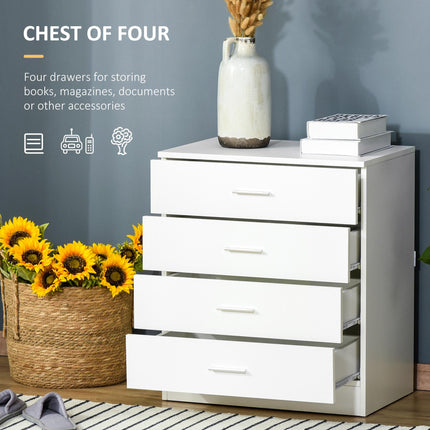 Vertical Storage Cabinet 4-Drawer Chest with Metal Rails and Anti-Tip Straps - White