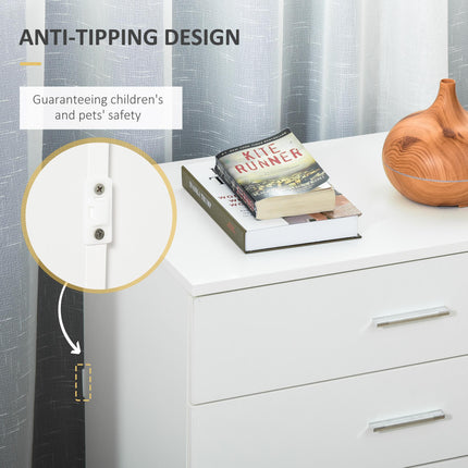 Vertical Storage Cabinet 4-Drawer Chest with Metal Rails and Anti-Tip Straps - White