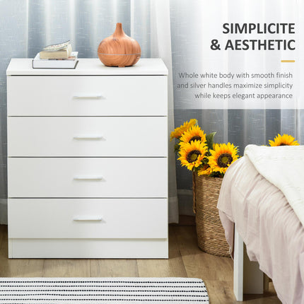 Vertical Storage Cabinet 4-Drawer Chest with Metal Rails and Anti-Tip Straps - White