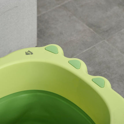 Baby Bath Tub 0-6 Years Collapsible Non-Slip with Stool Seat Crocodile Shape - Green