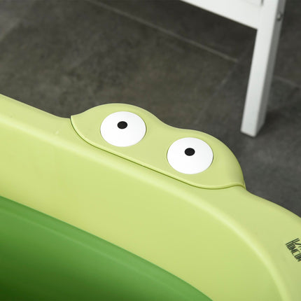 Baby Bath Tub 0-6 Years Collapsible Non-Slip with Stool Seat Crocodile Shape - Green