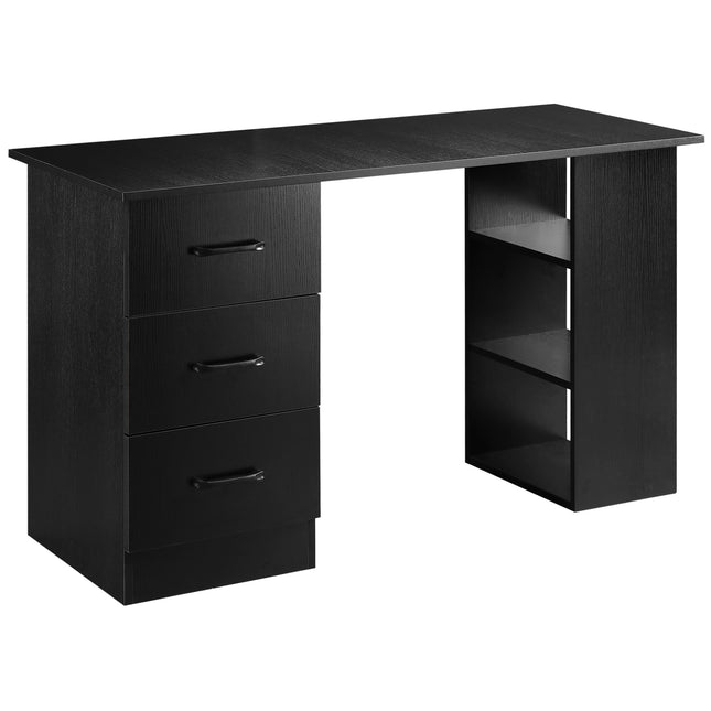 120cm Computer Desk with Drawers and Shelves Workstation for Home Office - Black
