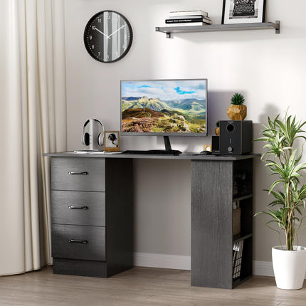 120cm Computer Desk with Drawers and Shelves Workstation for Home Office - Black