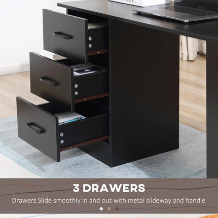 120cm Computer Desk with Drawers and Shelves Workstation for Home Office - Black
