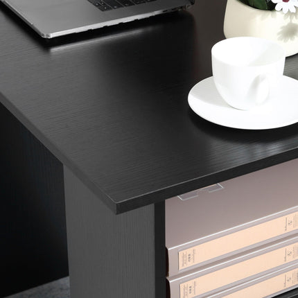 120cm Computer Desk with Drawers and Shelves Workstation for Home Office - Black