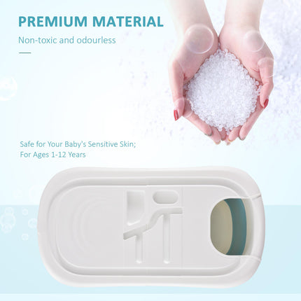 Folding Portable Baby Bath Tub for Toddlers and Kids 1-12 Years with Non-Slip Pads and Top Cover - Blue