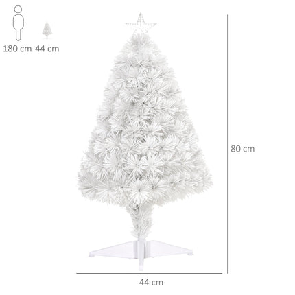 2.5FT Prelit Fibre Optic Artificial Tabletop Christmas Tree with Star Topper - White