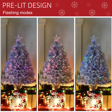 2.5FT Prelit Fibre Optic Artificial Tabletop Christmas Tree with Star Topper - White