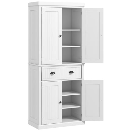 Traditional Kitchen Cupboard Storage Cabinet with Drawer, Doors & Adjustable Shelves - White