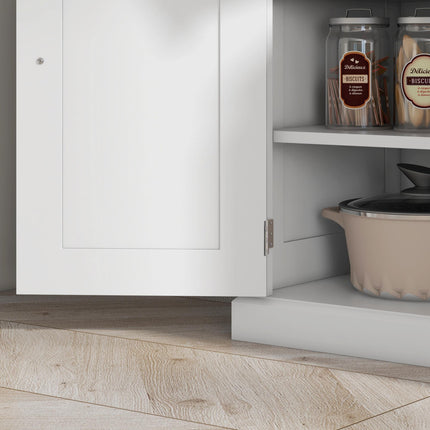 Traditional Kitchen Cupboard Storage Cabinet with Drawer, Doors & Adjustable Shelves - White
