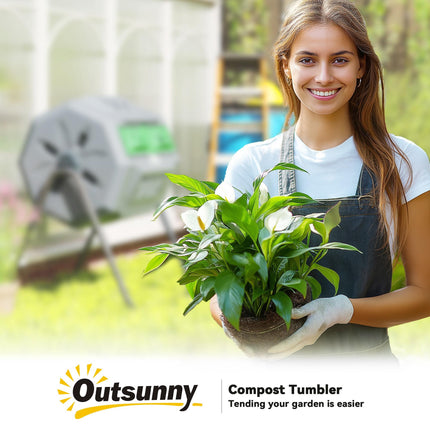 160L Dual Chamber Compost Bin with 360° Rotation and Steel Frame - Grey