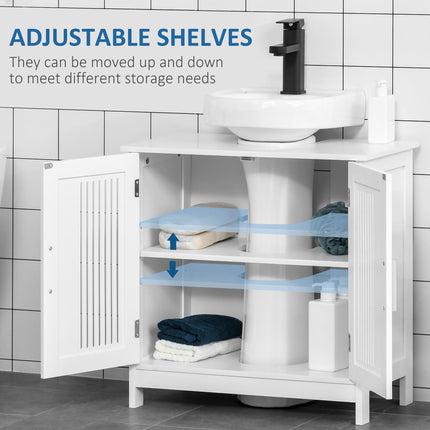 Modern Under Sink Storage Cabinet with Adjustable Shelves - White