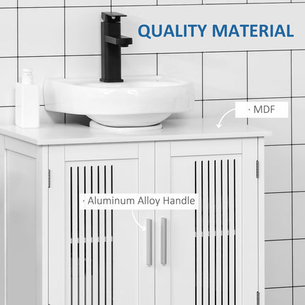 Modern Under Sink Storage Cabinet with Adjustable Shelves - White