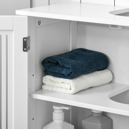 Modern Under Sink Storage Cabinet with Adjustable Shelves - White