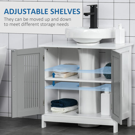 Modern Under Sink Bathroom Vanity Cabinet with Adjustable Shelves - Grey
