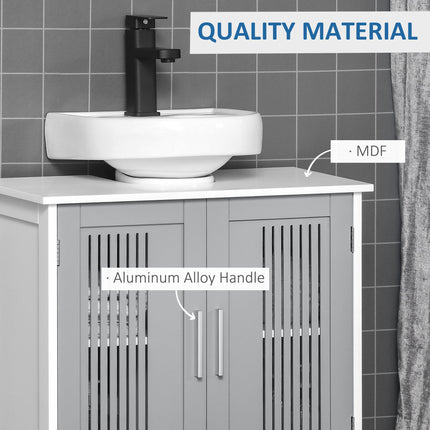 Modern Under Sink Bathroom Vanity Cabinet with Adjustable Shelves - Grey