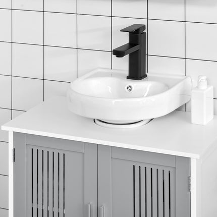 Modern Under Sink Bathroom Vanity Cabinet with Adjustable Shelves - Grey