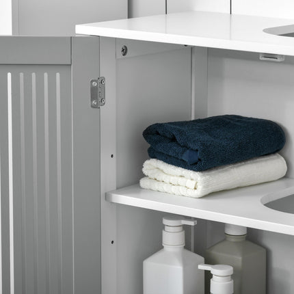 Modern Under Sink Bathroom Vanity Cabinet with Adjustable Shelves - Grey