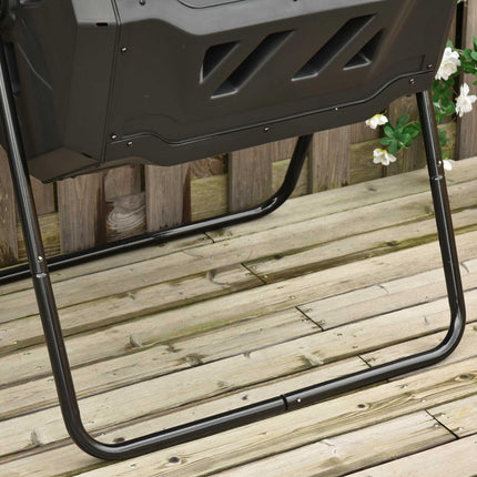 160L Dual Chamber Compost Bin with 360° Rotation and Steel Frame - Black