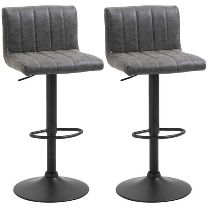 Set of 2 Adjustable Height Bar Stools with Footrest - Grey
