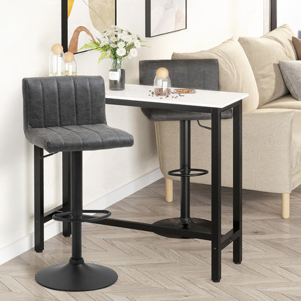 Set of 2 Adjustable Height Bar Stools with Footrest - Grey