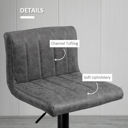 Set of 2 Adjustable Height Bar Stools with Footrest - Grey